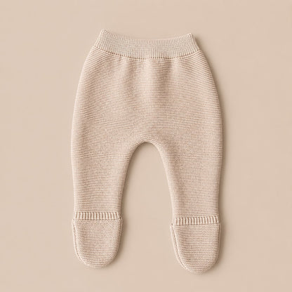 Broekje met groetjes in zandbeige maat 62/68 