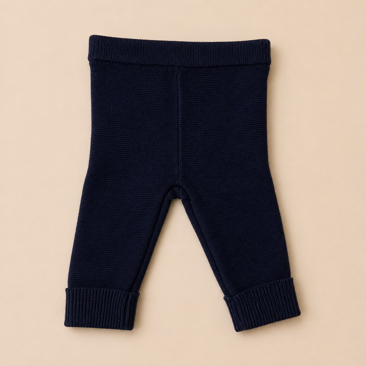 Lilliput 2 delig gebreid setje marineblauw 62 68 broekje met omslagpijp