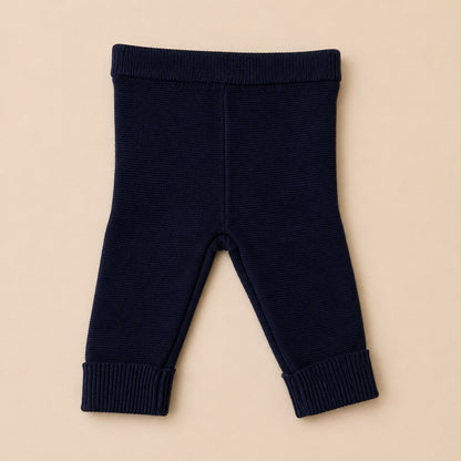 Lilliput 2 delig gebreid setje marineblauw 62 68 broekje met omslagpijp
