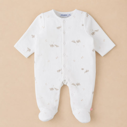 Wit zacht baby pakje met all over print van noukie's